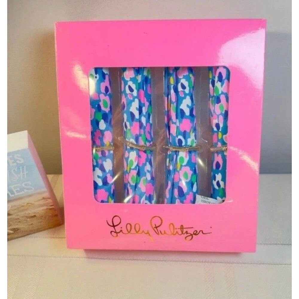 NEW Lilly Pulitzer Hottie Dottie Four Cloth Napkins With Rings Set